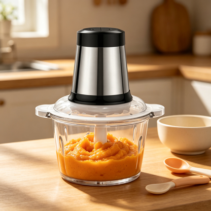 🧄 Food Chopper | Metal | Home | Cook Gift | Clear Bowl
