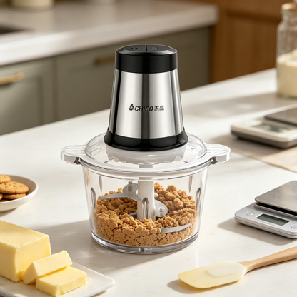 🧄 Food Chopper | Metal | Home | Cook Gift | Clear Bowl