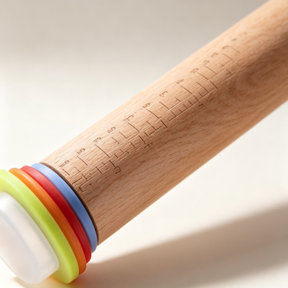 🥐 Baking Essential | Natural Wood Adjustable Precision | Colorful Rolling Control