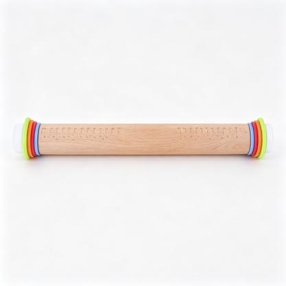 🥐 Baking Essential | Natural Wood Adjustable Precision | Colorful Rolling Control