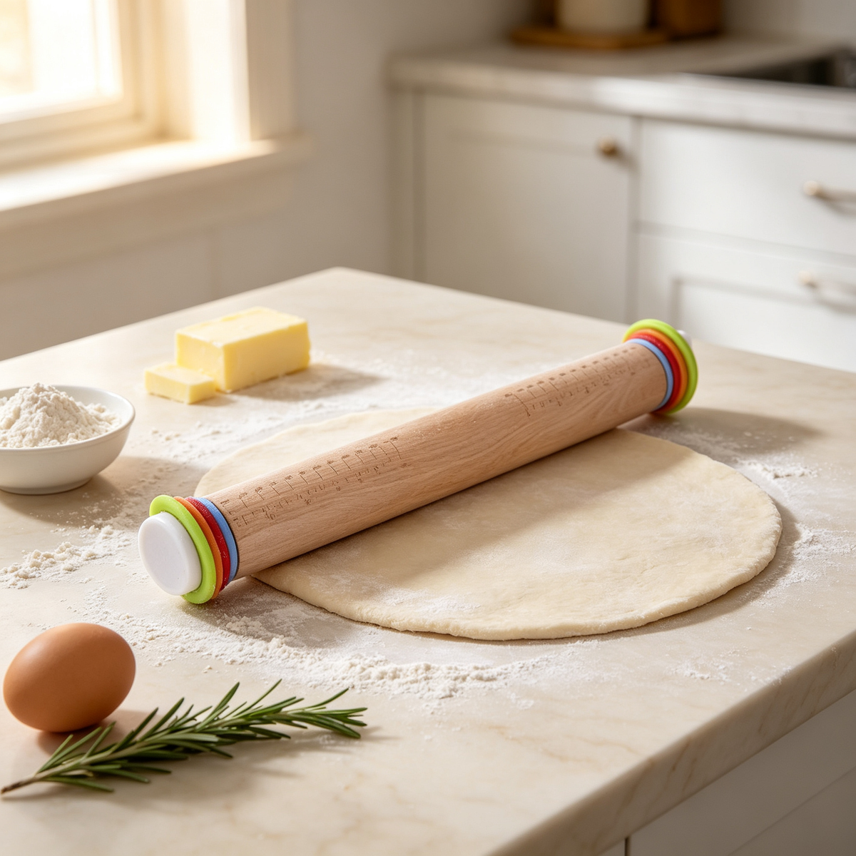 🥐 Baking Essential | Natural Wood Adjustable Precision | Colorful Rolling Control
