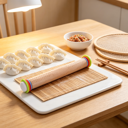 🥐 Baking Essential | Natural Wood Adjustable Precision | Colorful Rolling Control