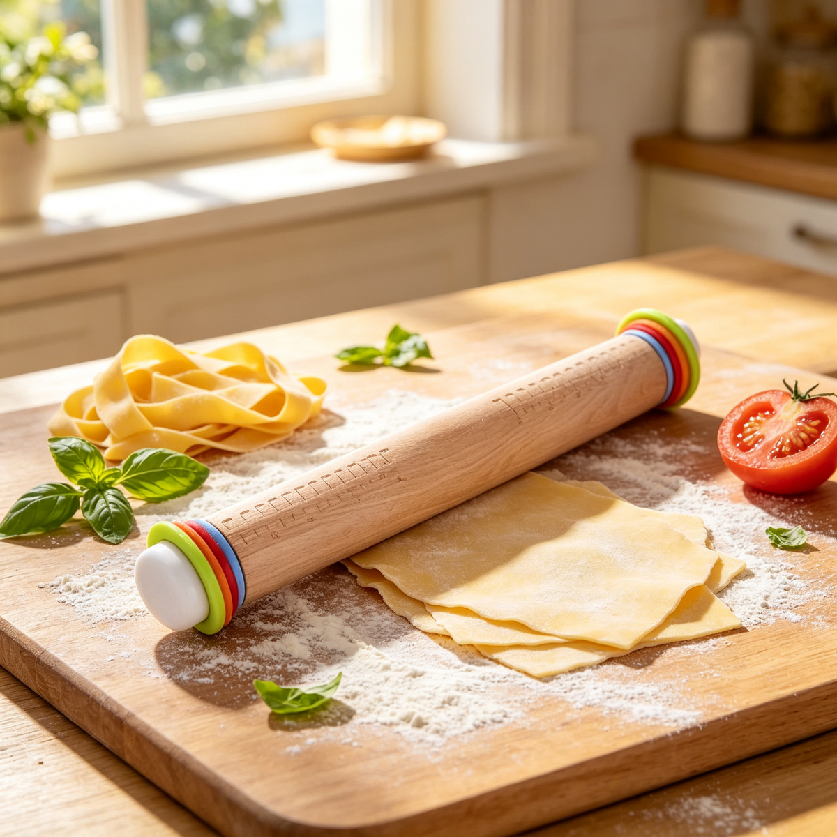 🥐 Baking Essential | Natural Wood Adjustable Precision | Colorful Rolling Control